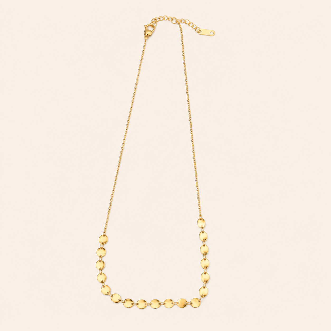 Collana con Dischetti Piatti Dorati e Catenina Sottile