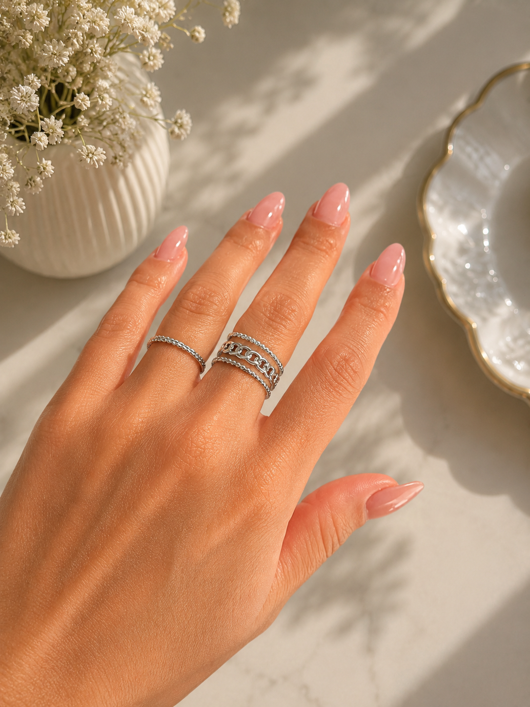 Set Tre Anelli Layering Argento