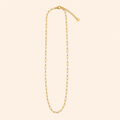 Collana Lunga Catena Paperclip Dorata con Charm Dischetto