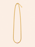 Collana Herringbone con Cristallo Solitario – Rosa / Bianco