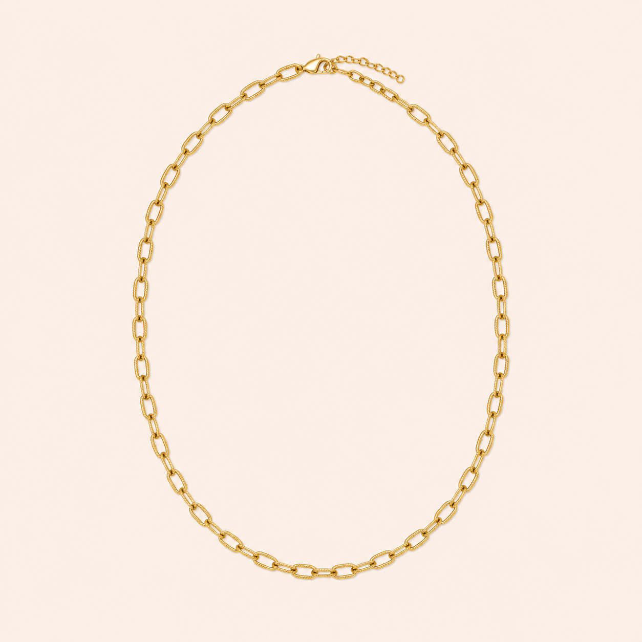 Collana Catena Paperclip Texturizzata Dorata