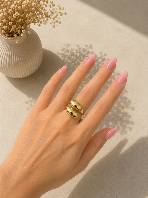 Anello Doppia Fascia Bombata