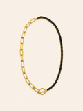 Collana Misto Tennis Nera + Catena Paperclip Oro con Toggle