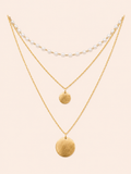 Set Triplo Layering Perle + Coin Piccolo + Coin Grande Dorato