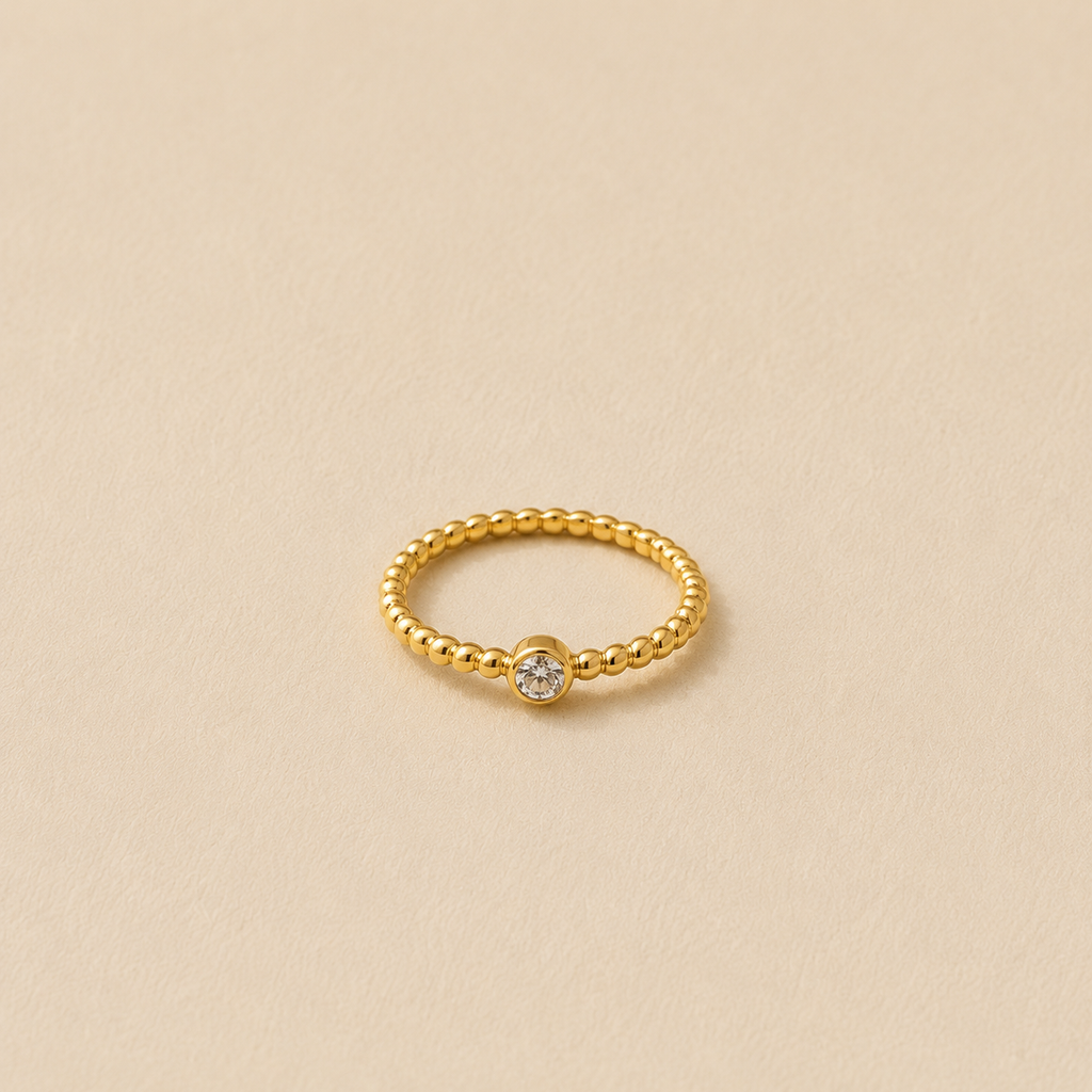 Anello Perline con Pietra