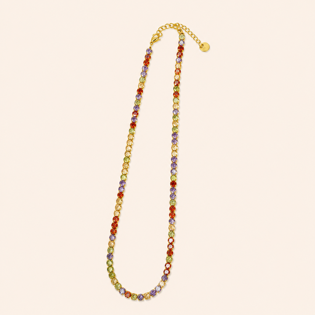 Collana Tennis Multicolor con Cristalli Arcobaleno