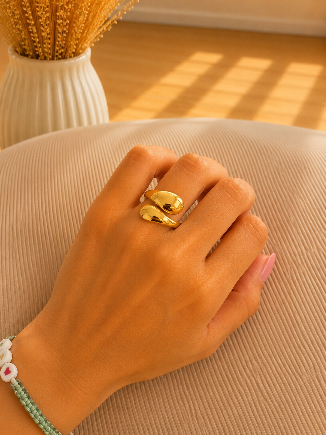 Anello Goccia Doppia Dorata