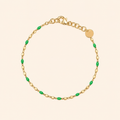 Bracciale Catena Dorata con Perline Smaltate Verdi