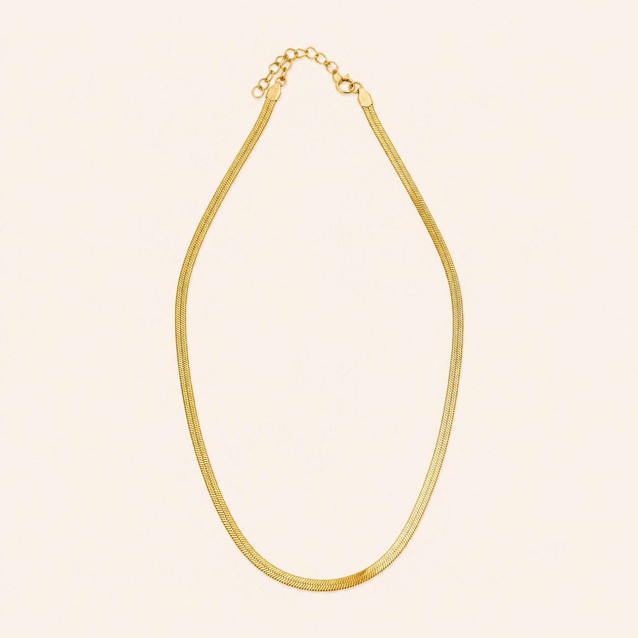 Collana Herringbone Piatta Dorata – Larga / Sottile