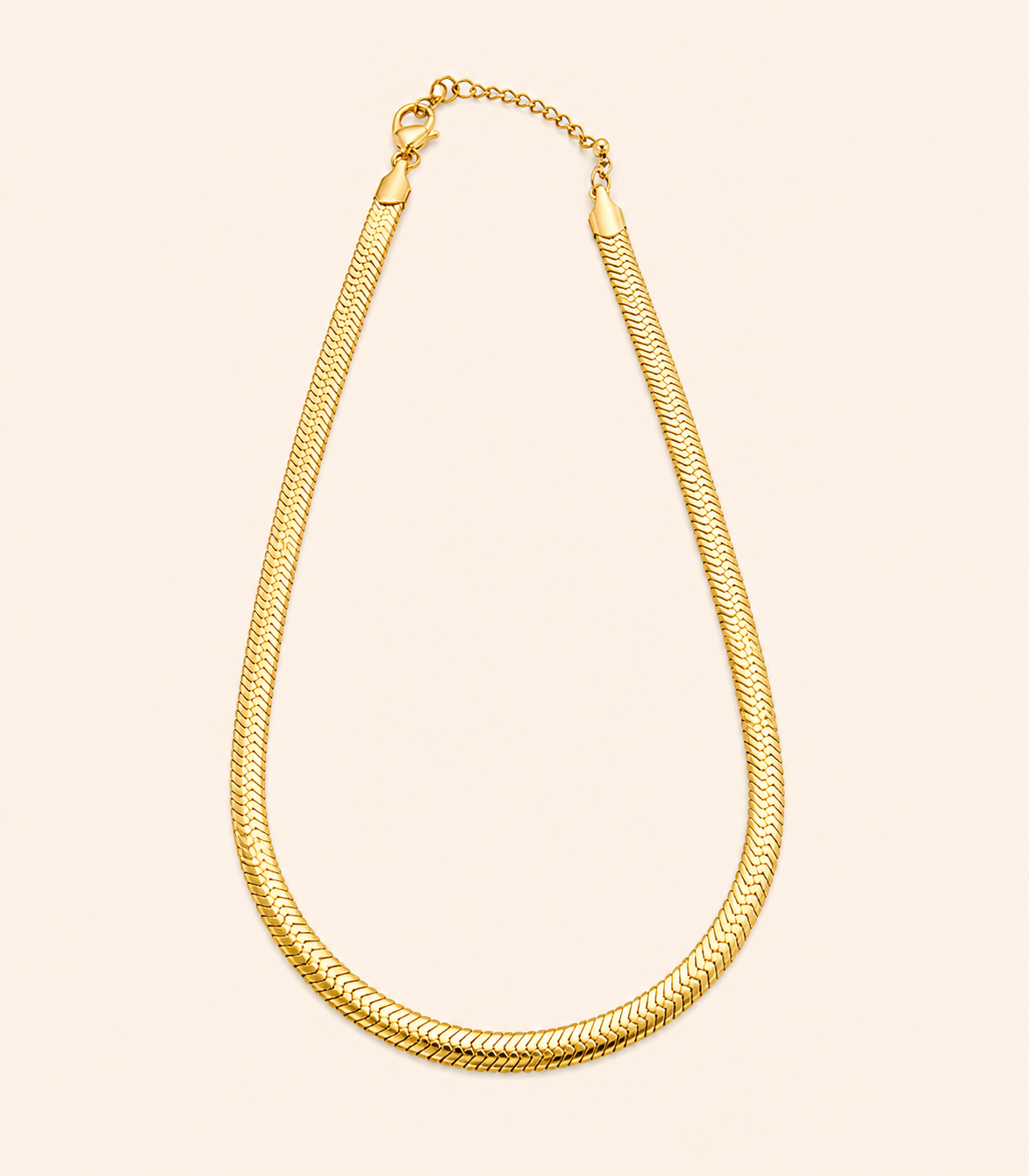 Collana Herringbone Piatta Dorata – Larga / Sottile