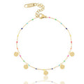 Cavigliera Perline Multicolor con Charm Dischetti – Oro / Argento