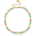 Cavigliera Doppia Fila Perline Colorate Sfaccettate Dorata