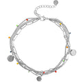 Set Triplo Cavigliere Argentate – Perle & Stelle / Perline Colorate & Coin / Layering Completo