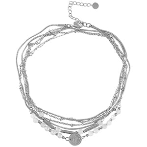Set Triplo Cavigliere Argentate – Perle & Stelle / Perline Colorate & Coin / Layering Completo