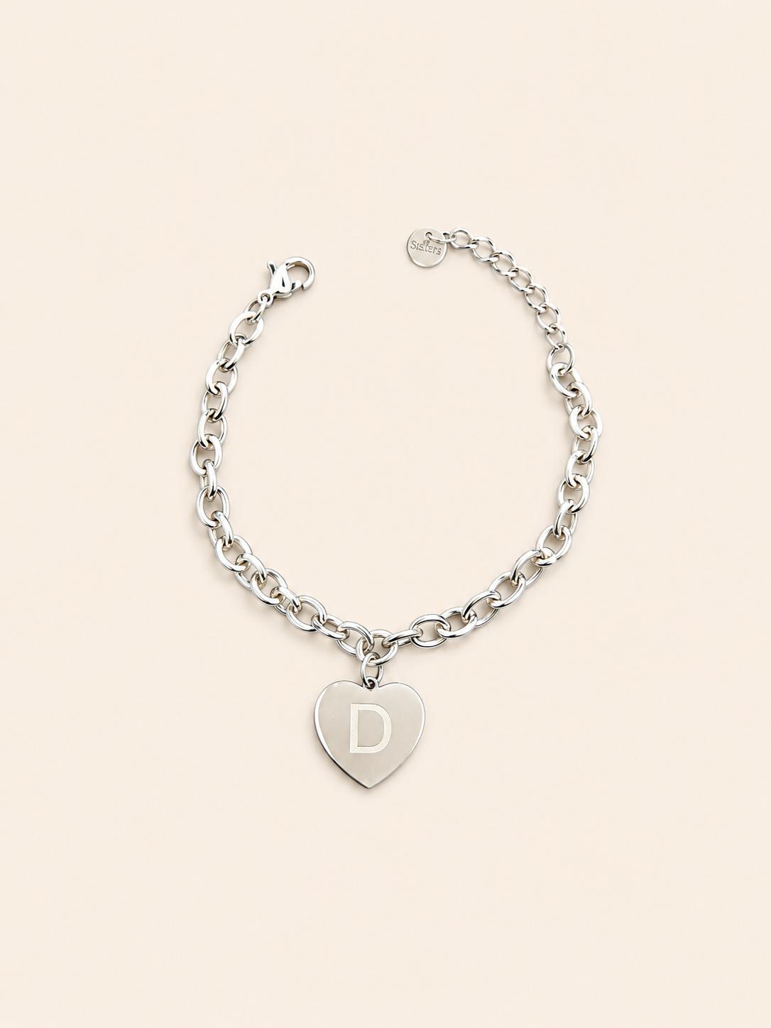 Bracciale con Iniziale a Cuore – Argento