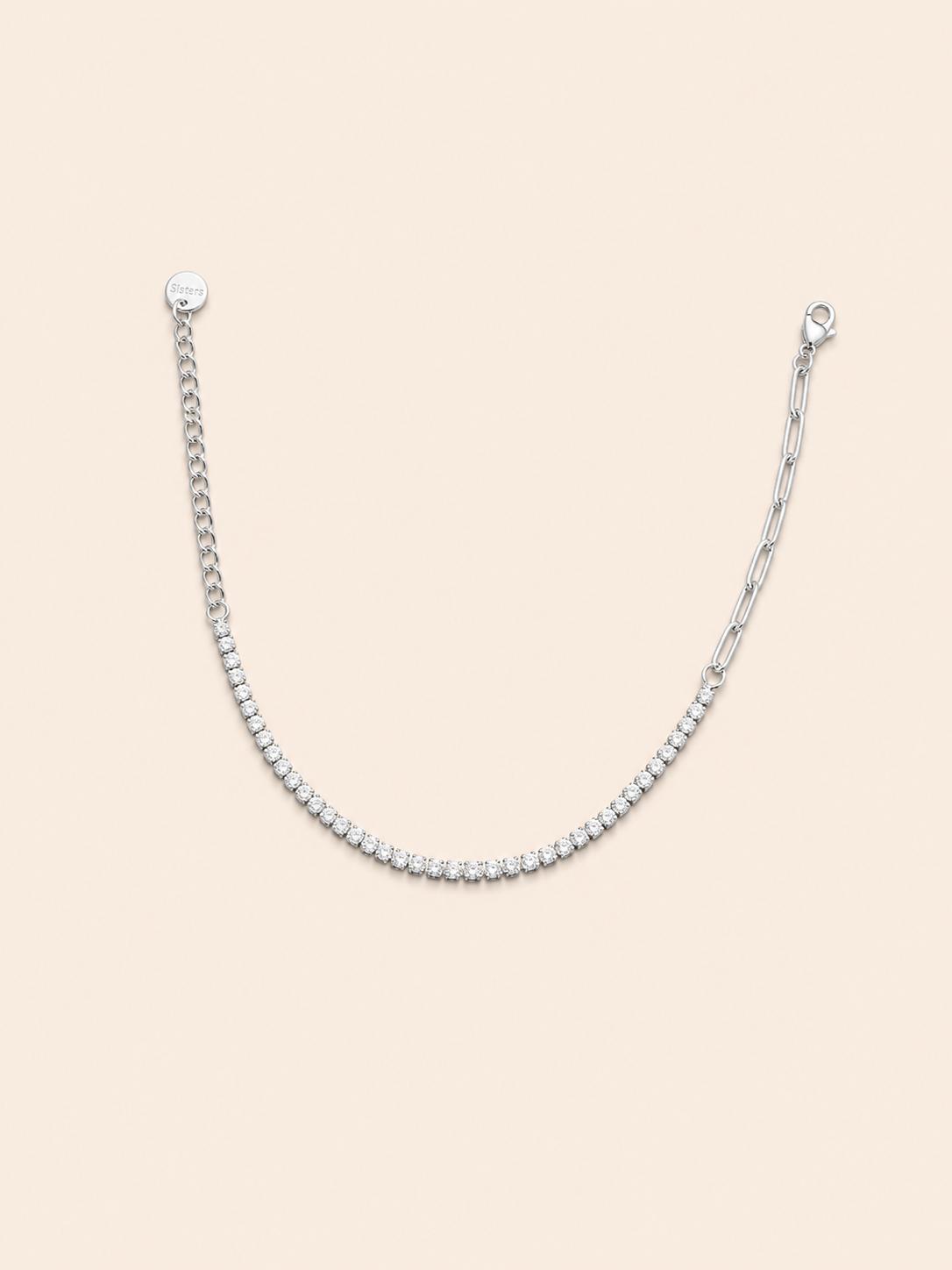 Bracciale Misto Tennis + Paperclip con Cristalli