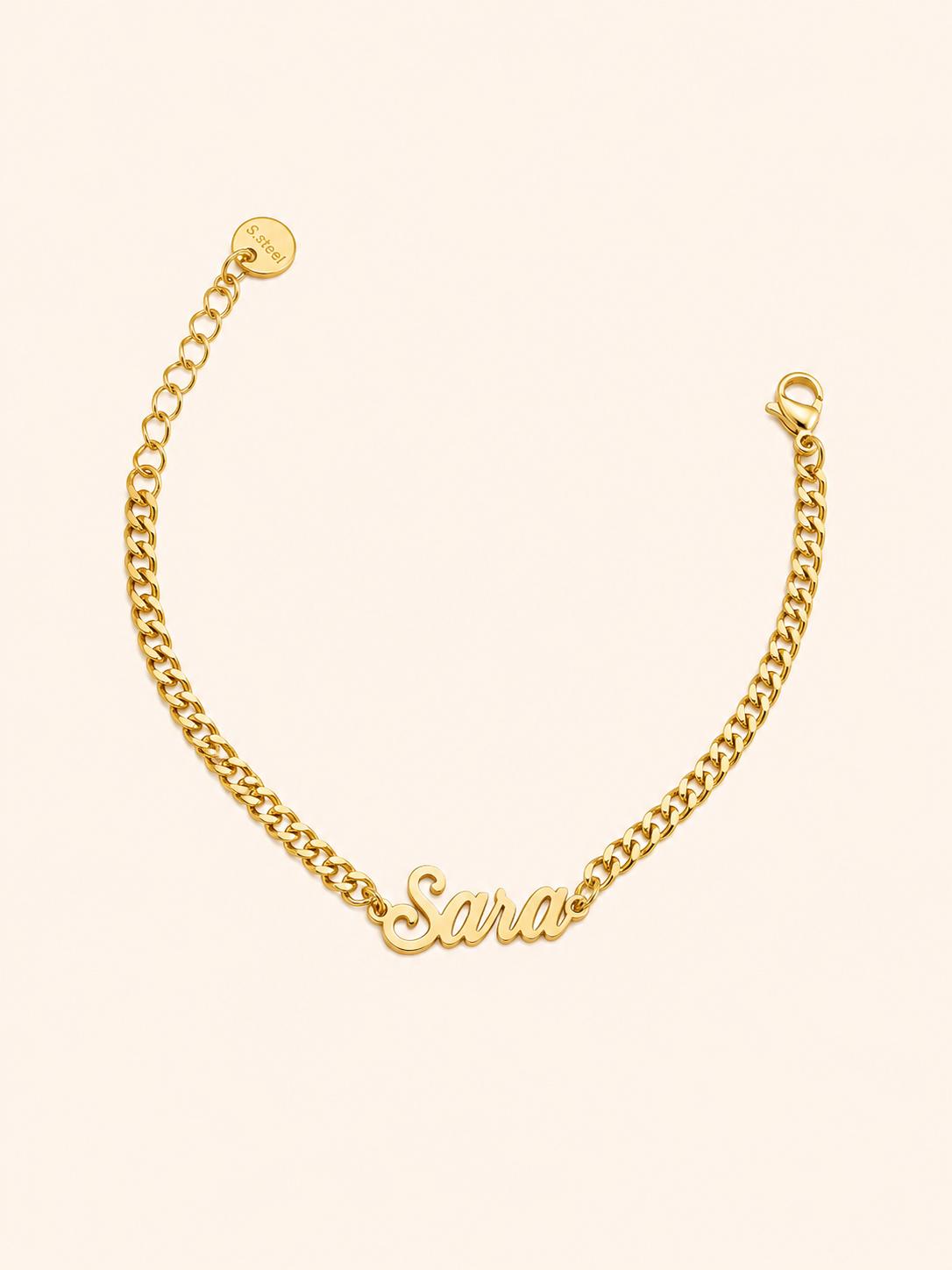 Bracciale con Nome – Catena Grumetta Dorata