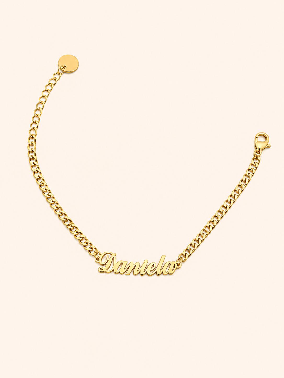 Bracciale con Nome – Catena Grumetta Dorata