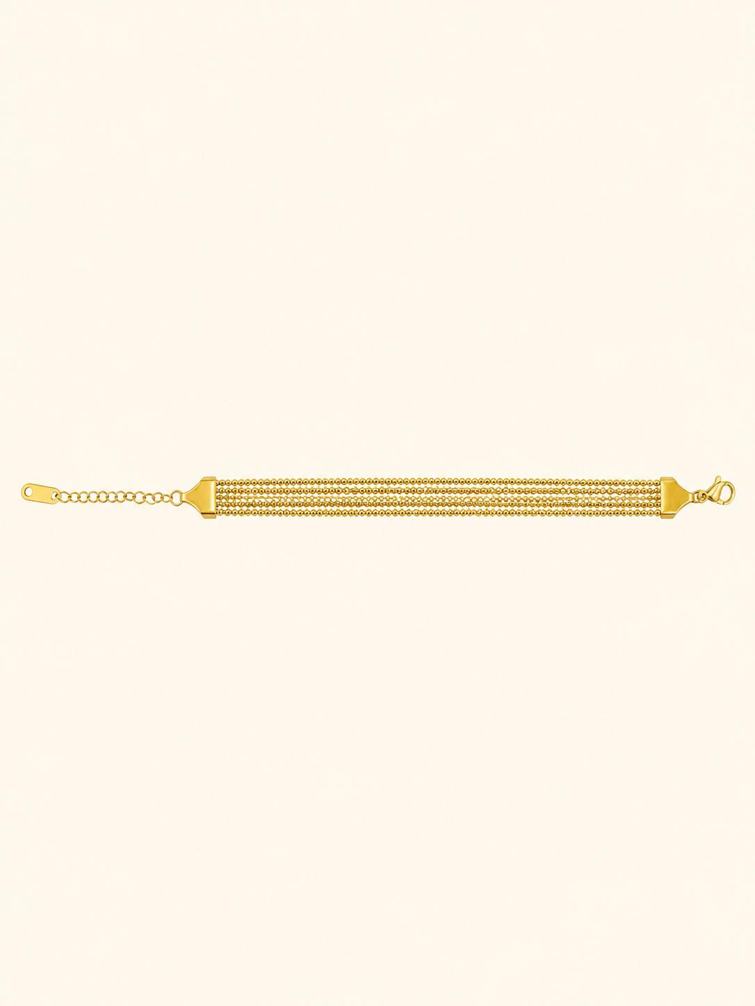 Bracciale Multi-Filo Ball Chain Dorato con Barre
