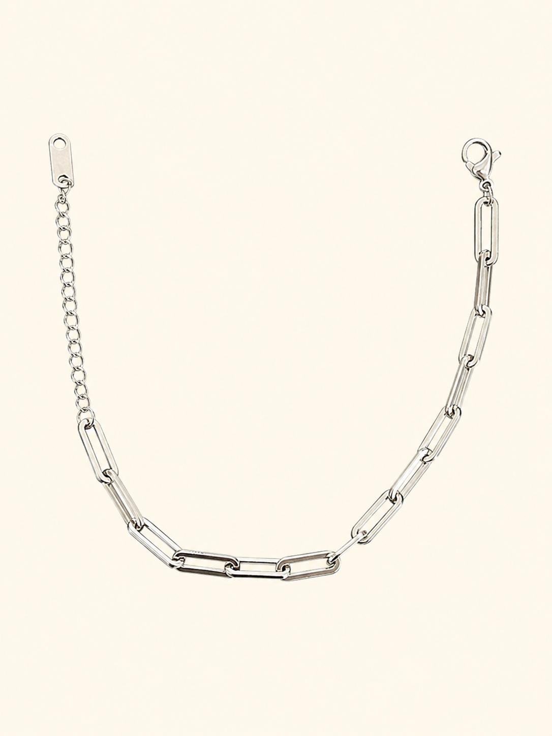 Bracciale Paperclip a Maglie Larghe – Argento / Oro