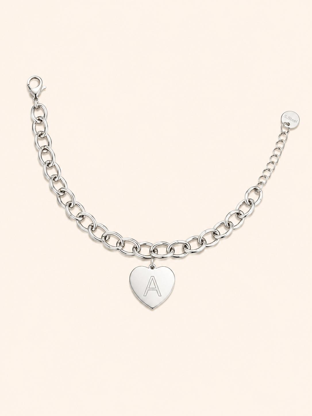 Bracciale con Iniziale a Cuore – Argento