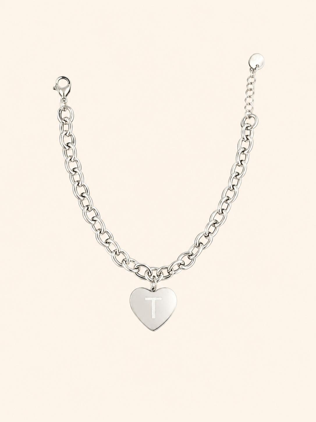 Bracciale con Iniziale a Cuore – Argento