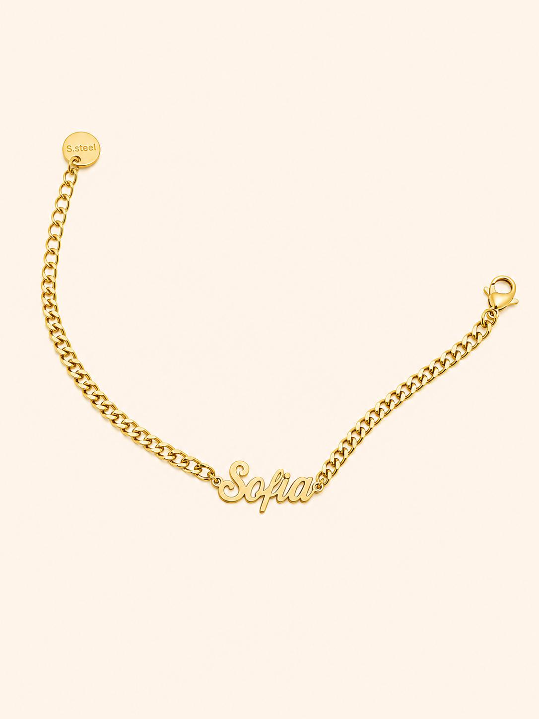 Bracciale con Nome – Catena Grumetta Dorata