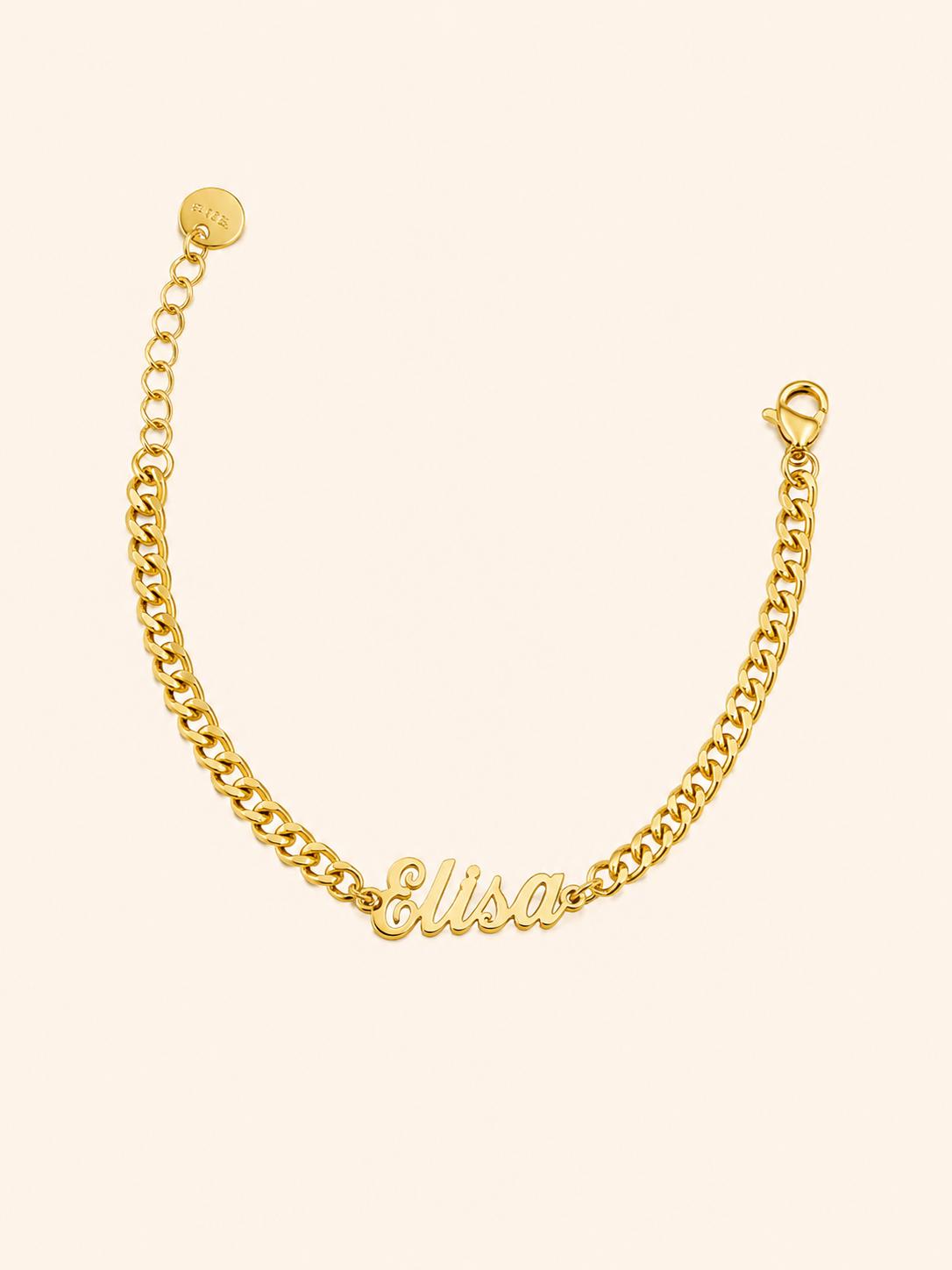 Bracciale con Nome – Catena Grumetta Dorata