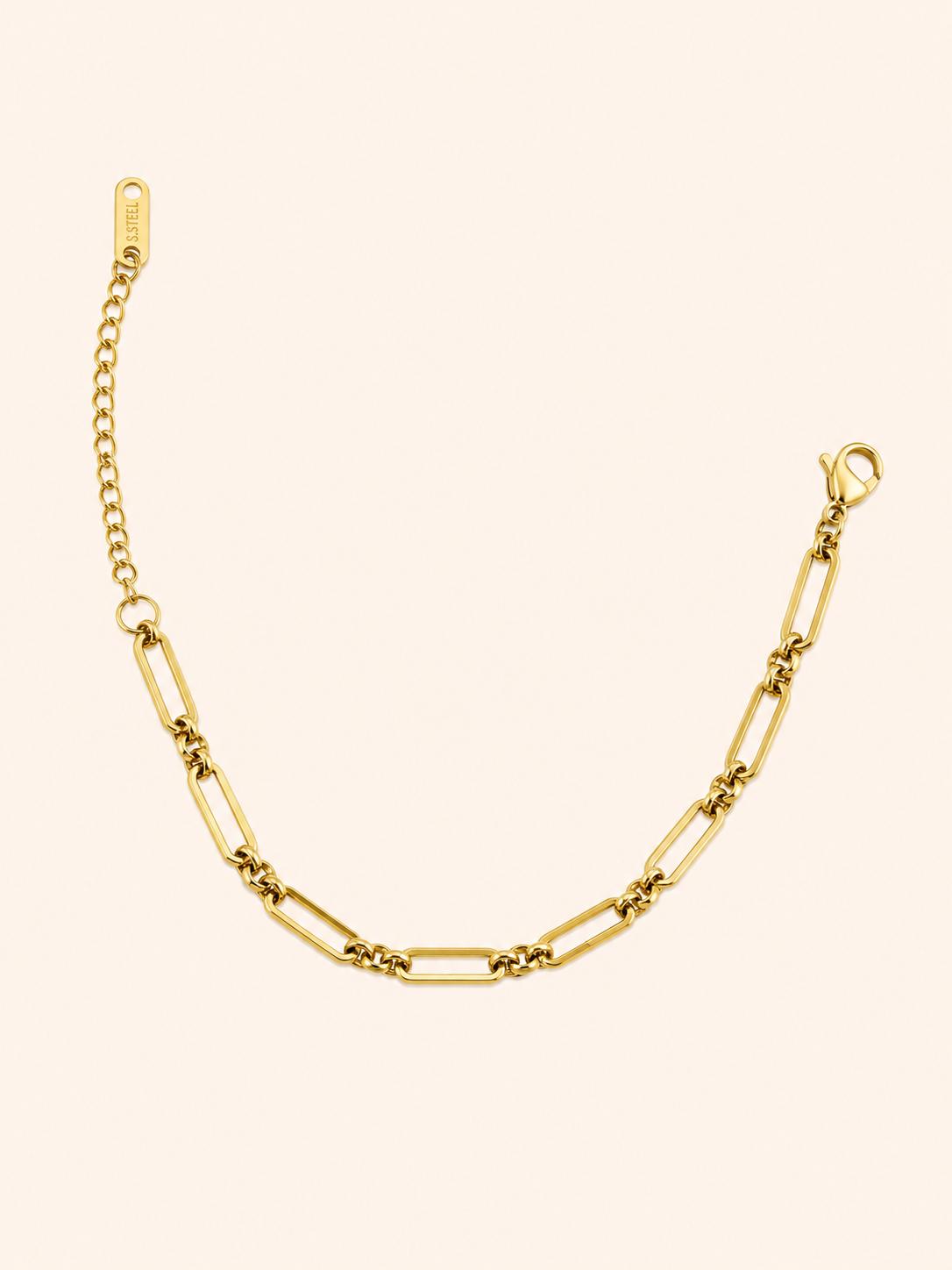 Bracciale Paperclip a Maglie Larghe – Argento / Oro
