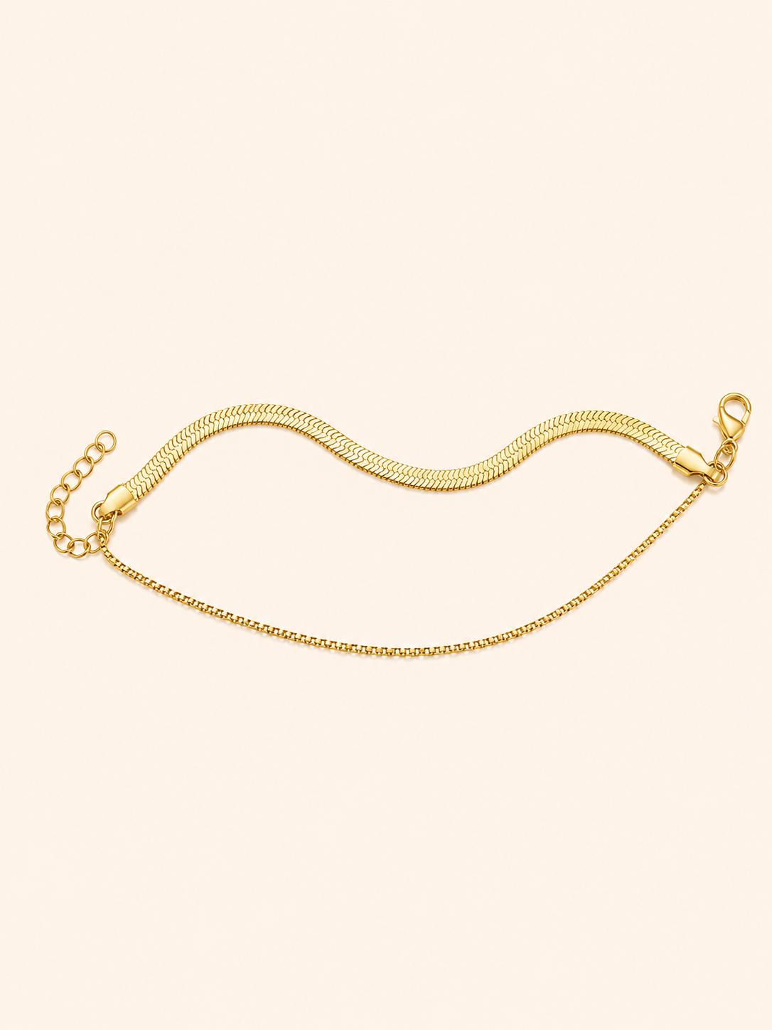 Bracciale Doppio Herringbone + Catena Box – Oro