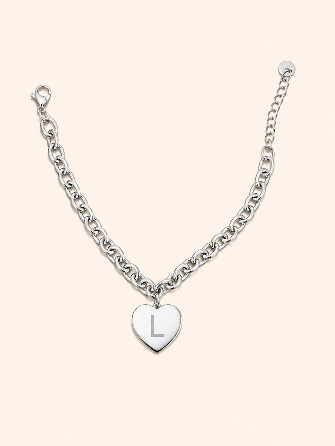 Bracciale con Iniziale a Cuore – Argento