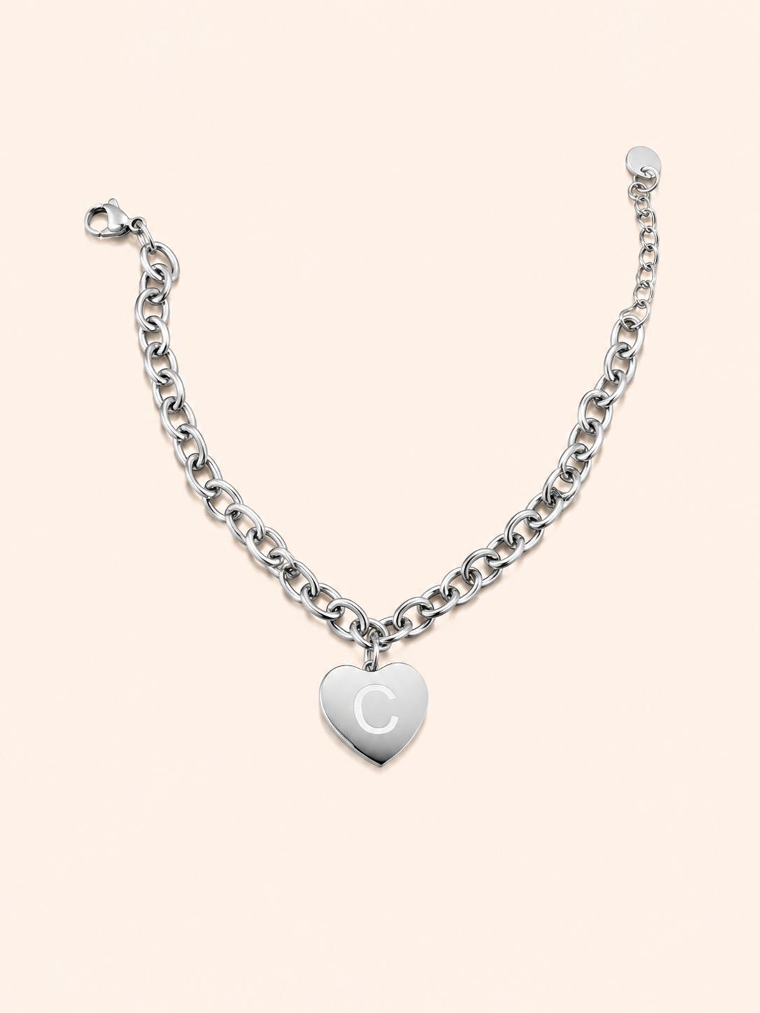 Bracciale con Iniziale a Cuore – Argento