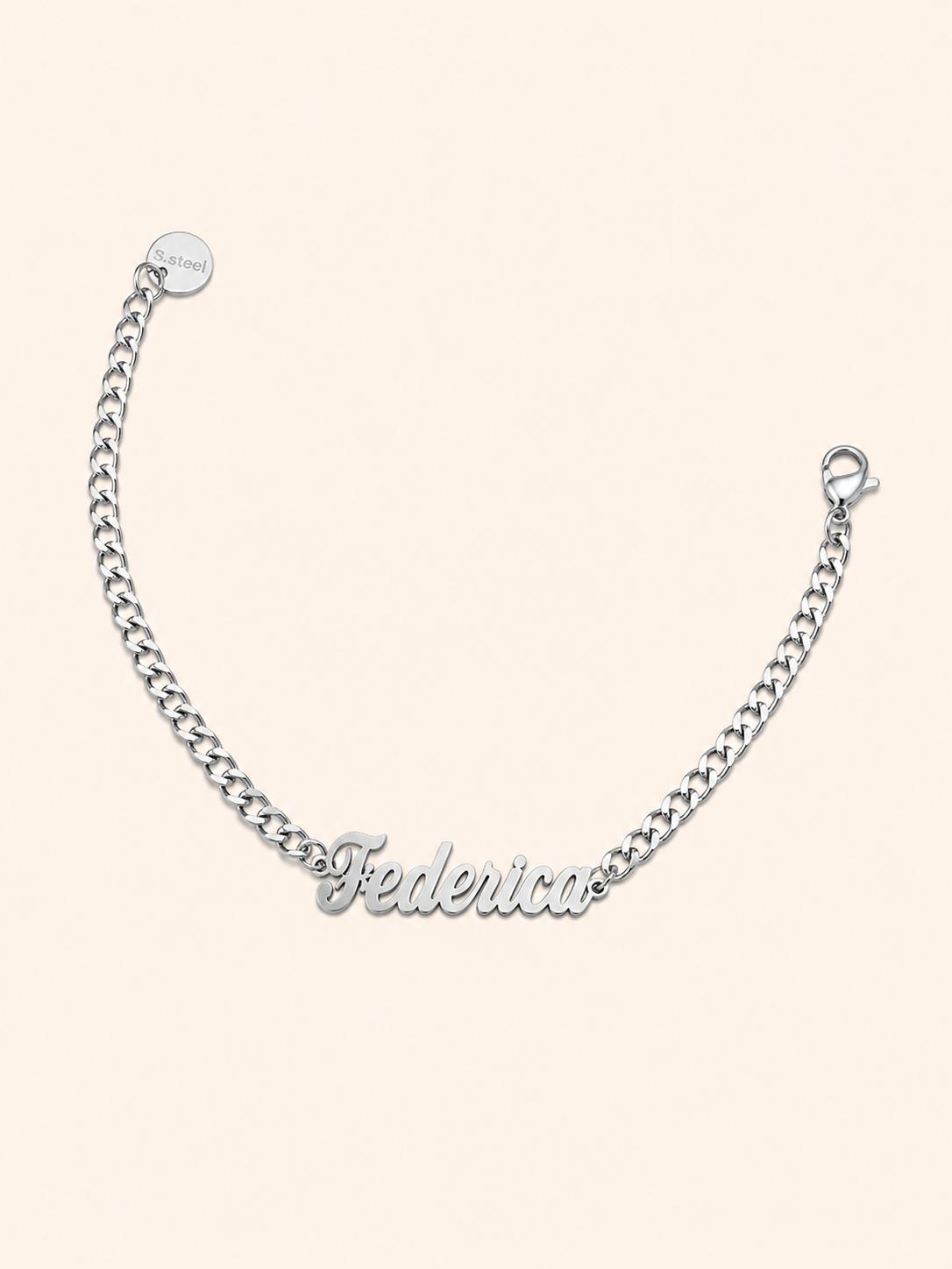 Bracciale con Nome – Catena Grumetta Argento