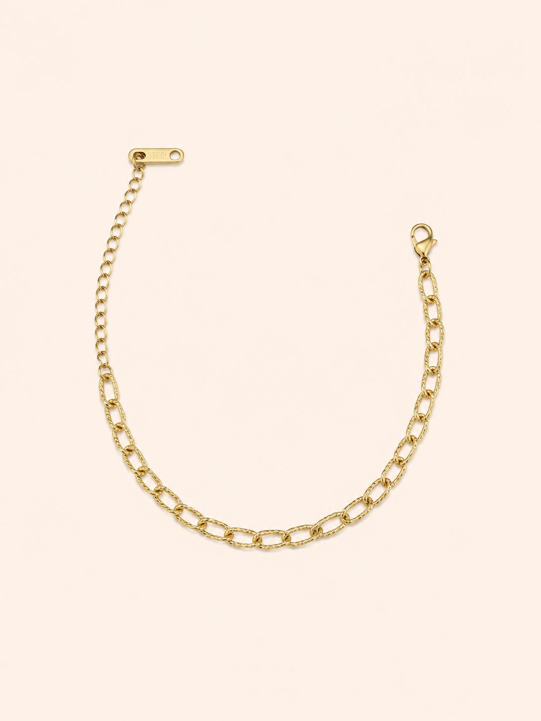 Bracciale Catena Figaro Texturizzata Dorata