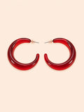 Orecchini Cerchio Chunky in Resina Lucida – Rosso Rubino / Blu Zaffiro