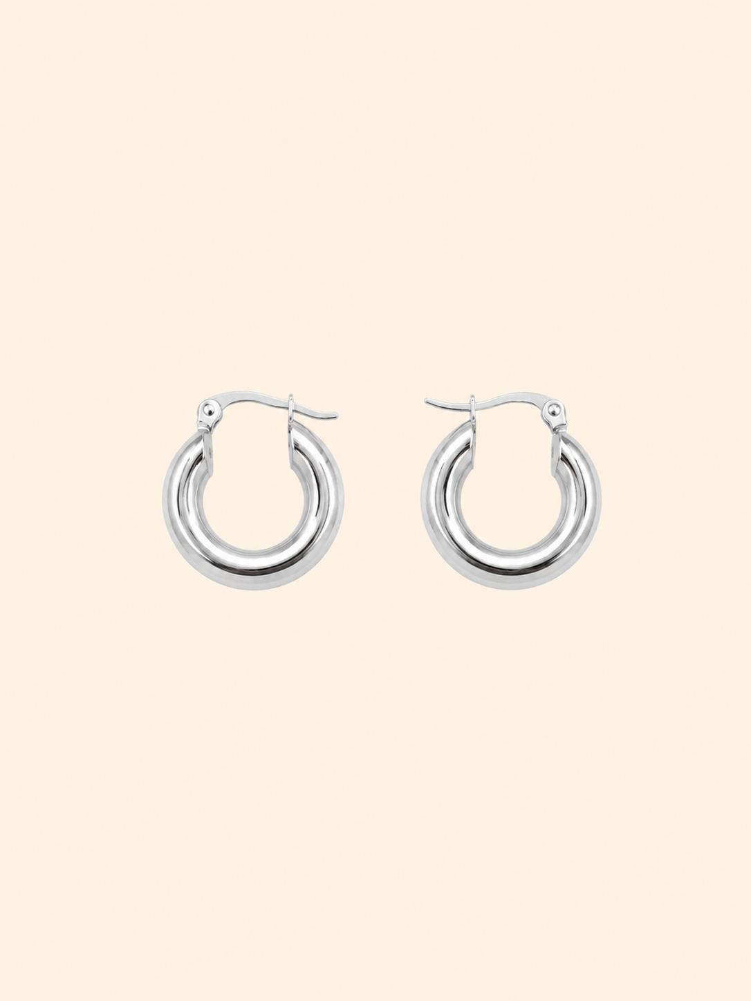 Orecchini Cerchio Tubolare Chunky Lucido in Acciaio Inossidabile – Oro / Argento