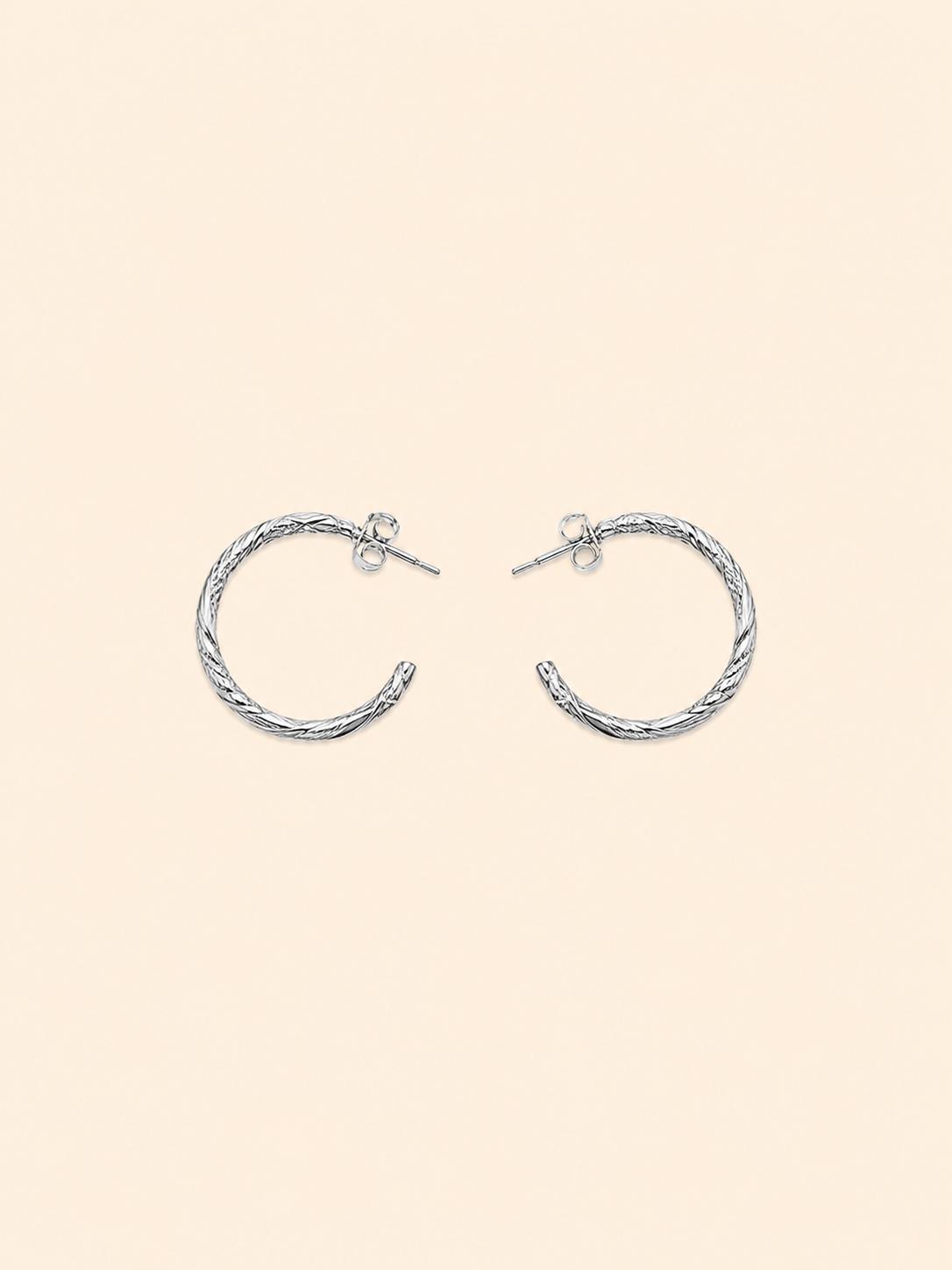 Orecchini Semi-Cerchio a C con Texture Treccia Intrecciata in Acciaio Inossidabile – Oro / Argento